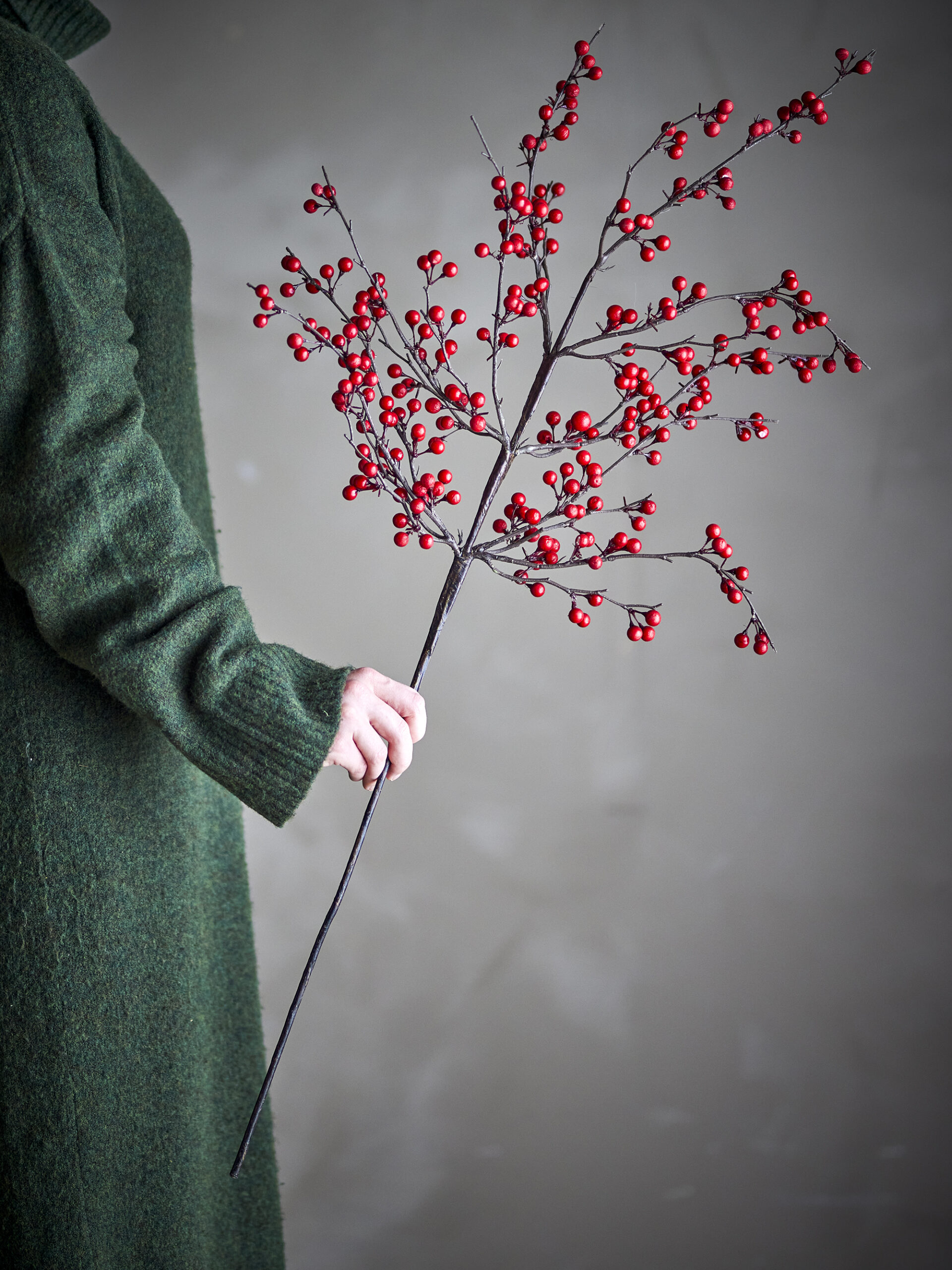 Ilex Stem, Red, Artificial Flowers - Image 2