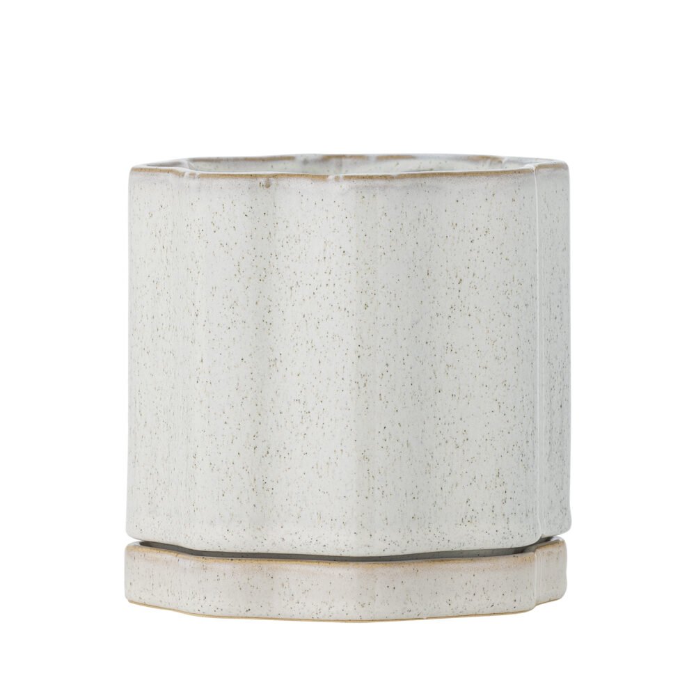 Argyle Flowerpot, Grey, Stoneware