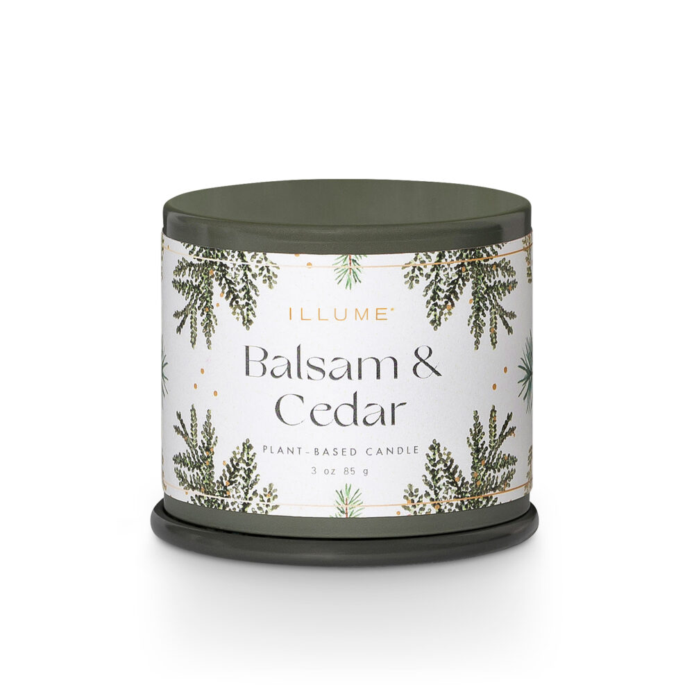 Balsam & Cedar Demi Vanity Tin Candle, Green,