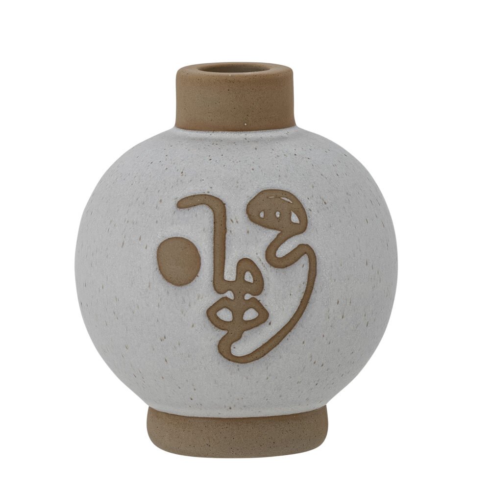 Jilian Candle Holder, White, Stoneware