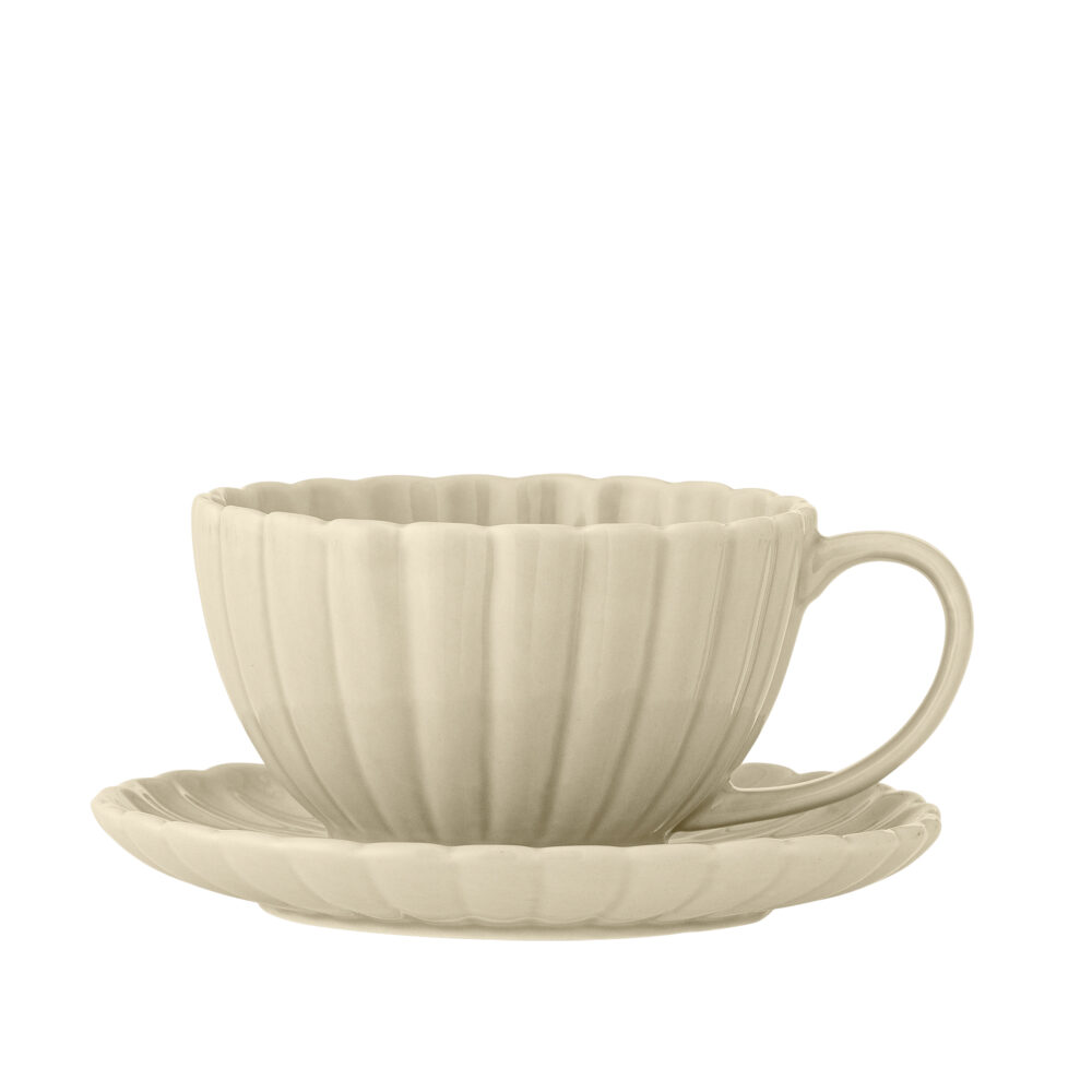 Latina Cup w/Saucer, Nature, Stoneware