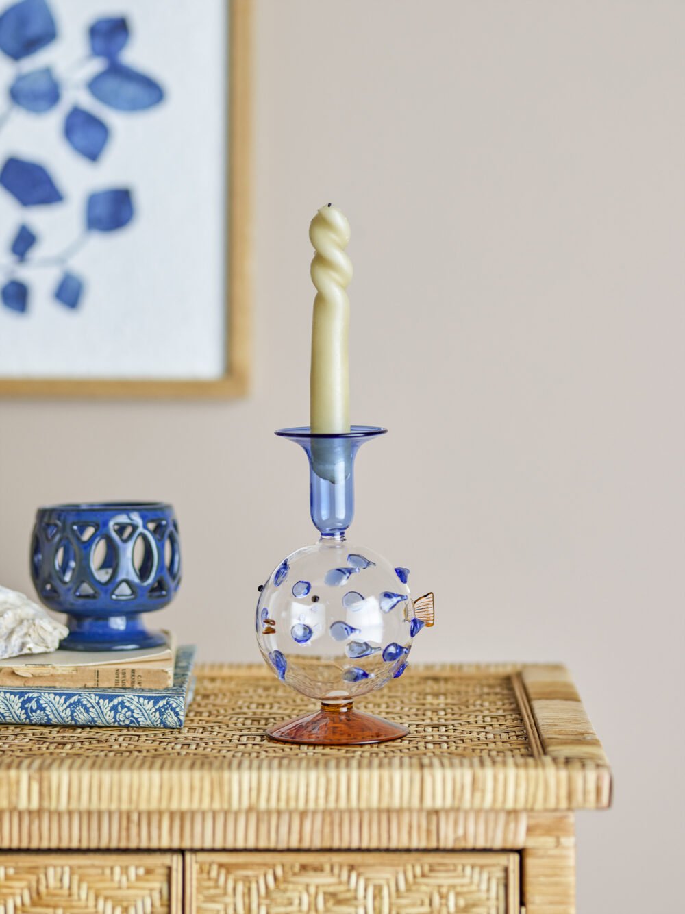 Phila Candle Holder, Blue, Glass - Image 4