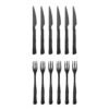 Ollin Steak Cutlery, Multipack, Black, Stainless Steel