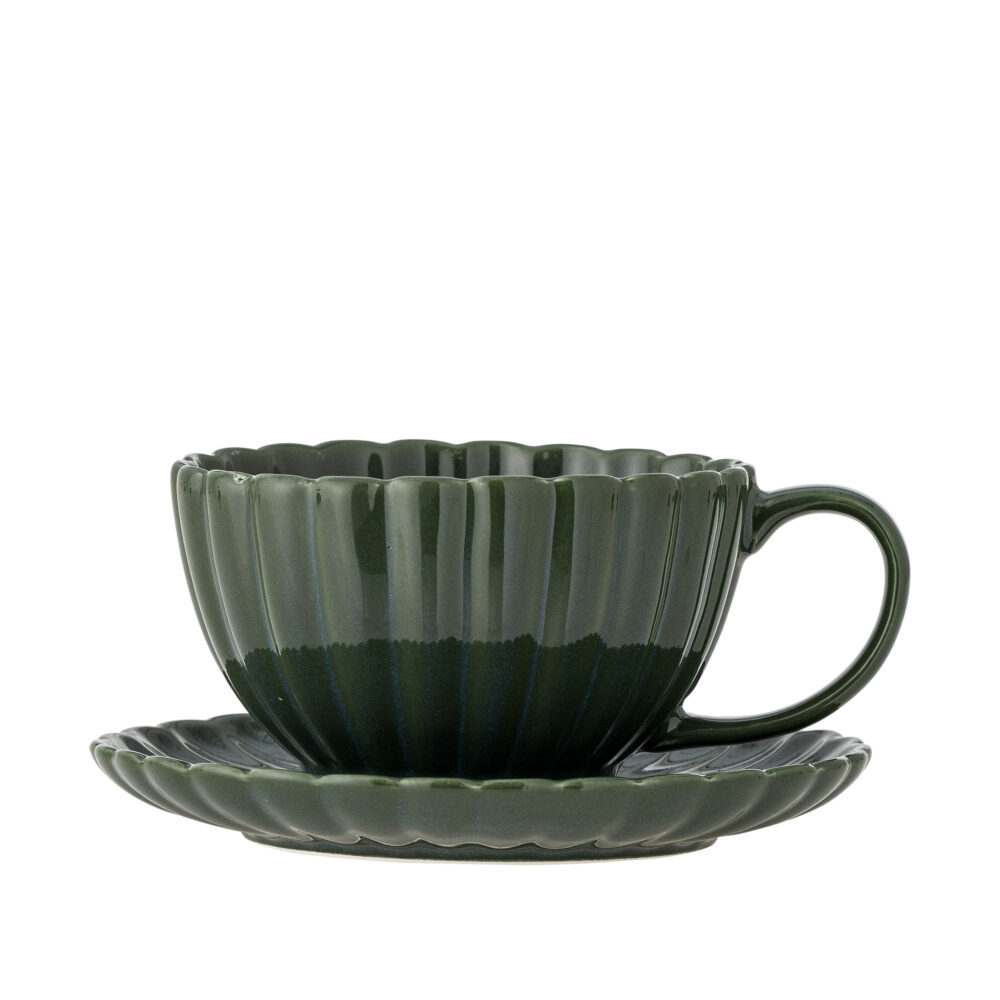 Latina Cup w/Saucer, Green, Stoneware