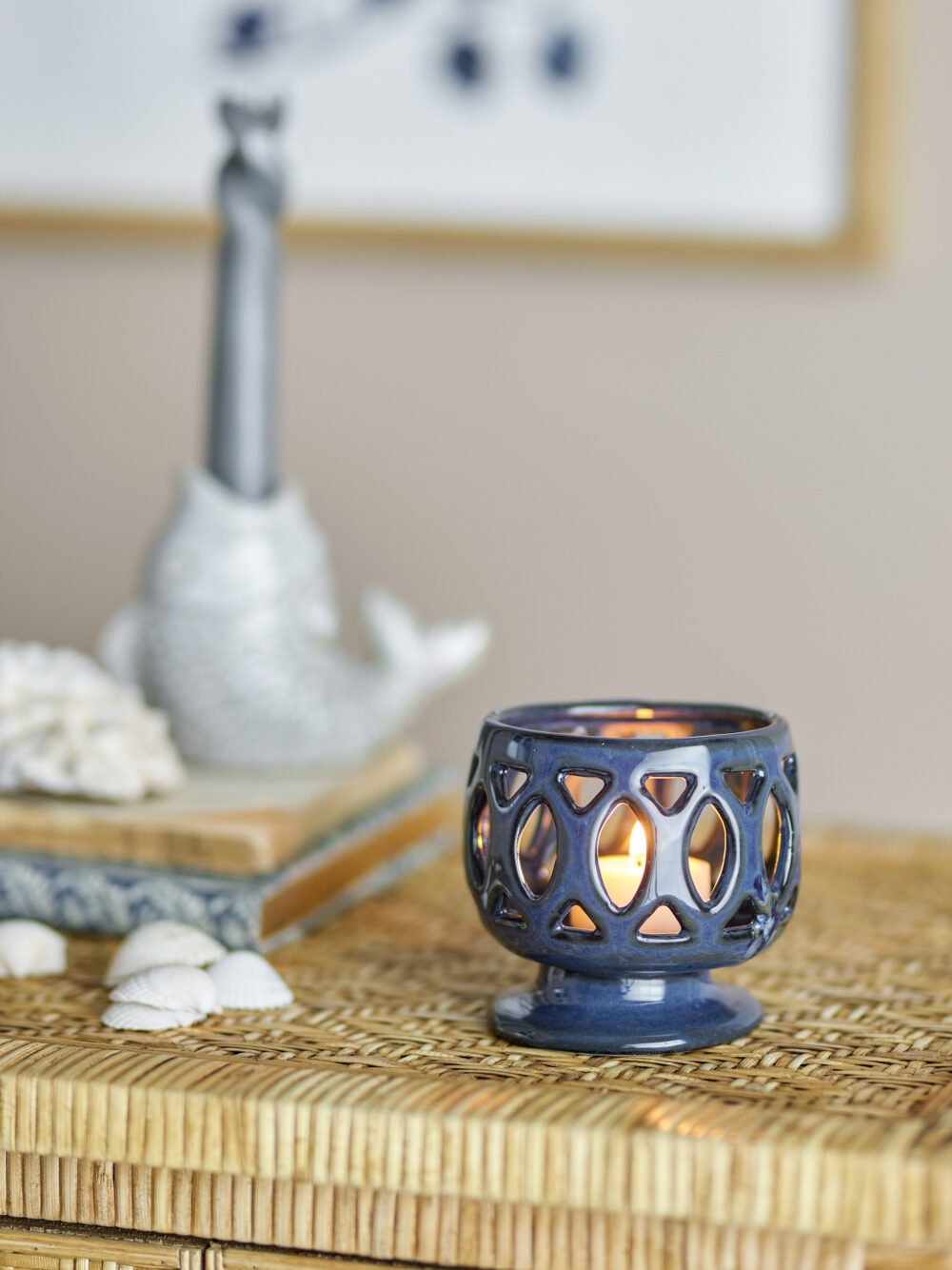 Patty Votive, Blue, Stoneware - Image 3