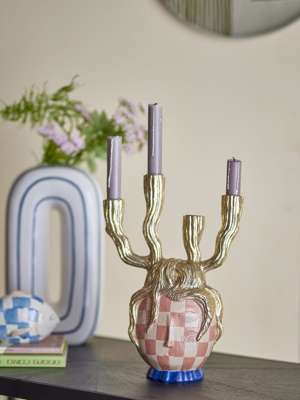 Medusa Candle Holder, Gold, Polyresin - Image 6