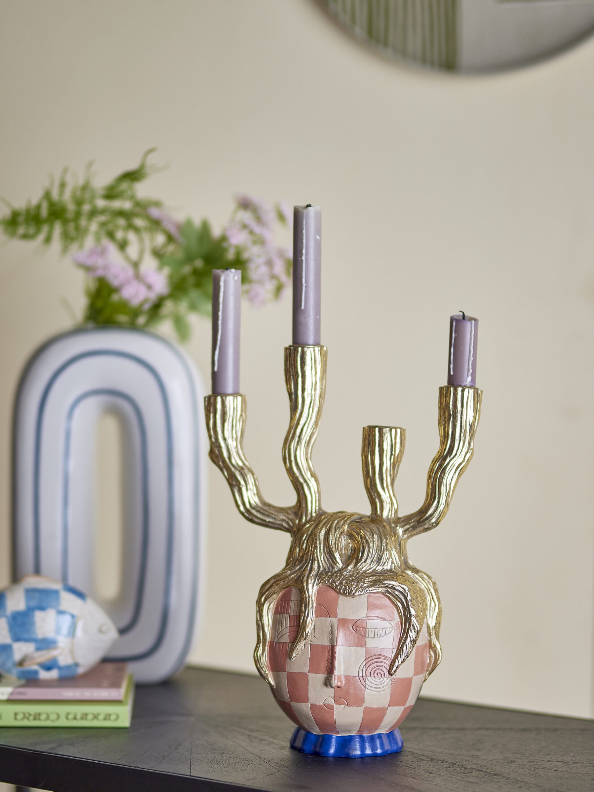 Medusa Candle Holder, Gold, Polyresin - Image 6
