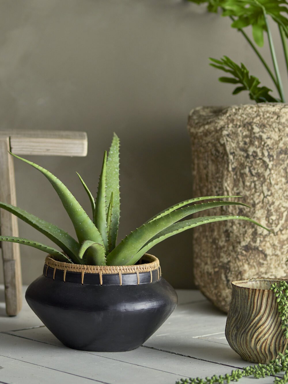Aloe Plant, Green, Artificial Flowers - Image 2