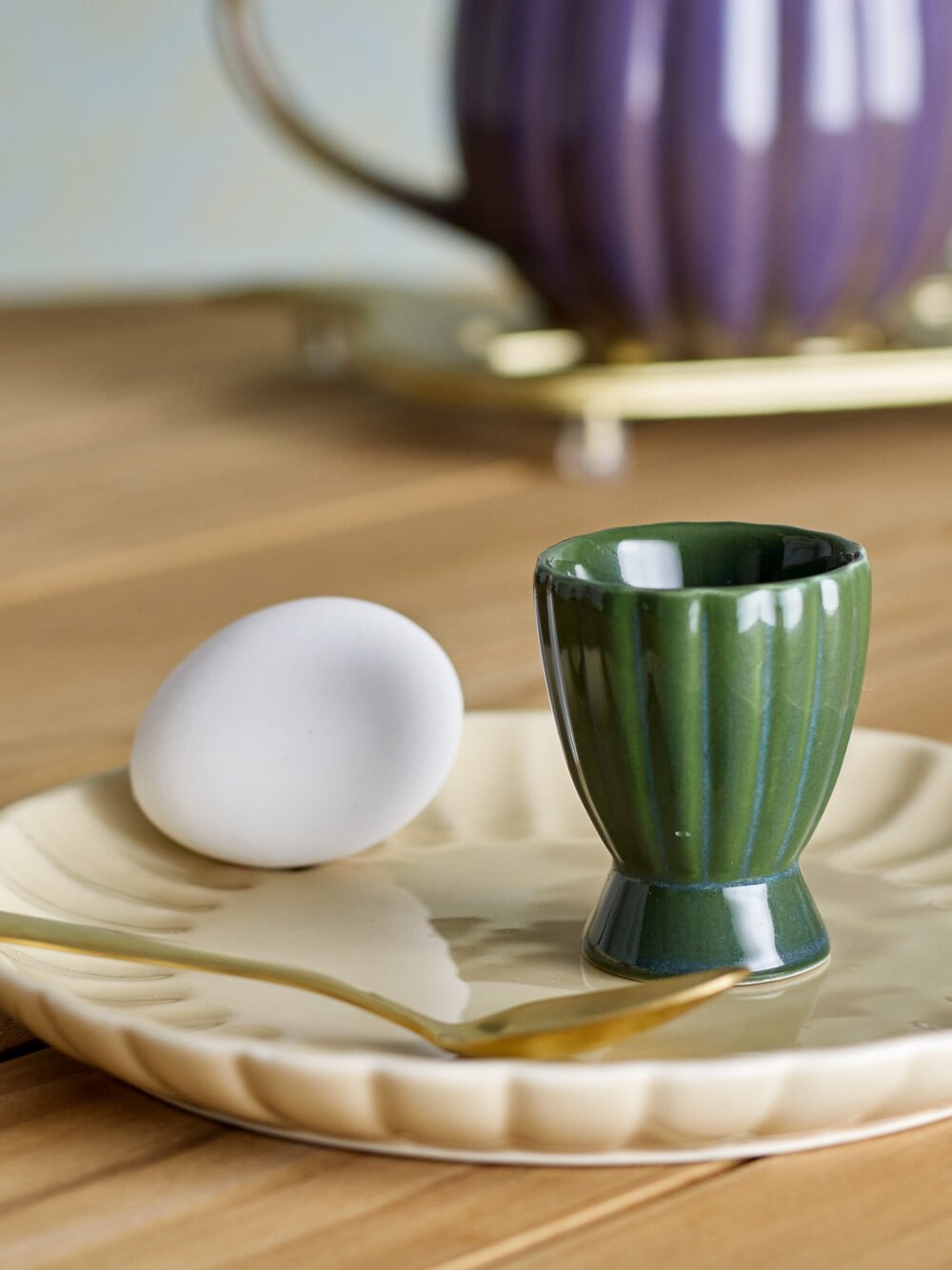Latina Egg Cup, Green, Stoneware - Image 2