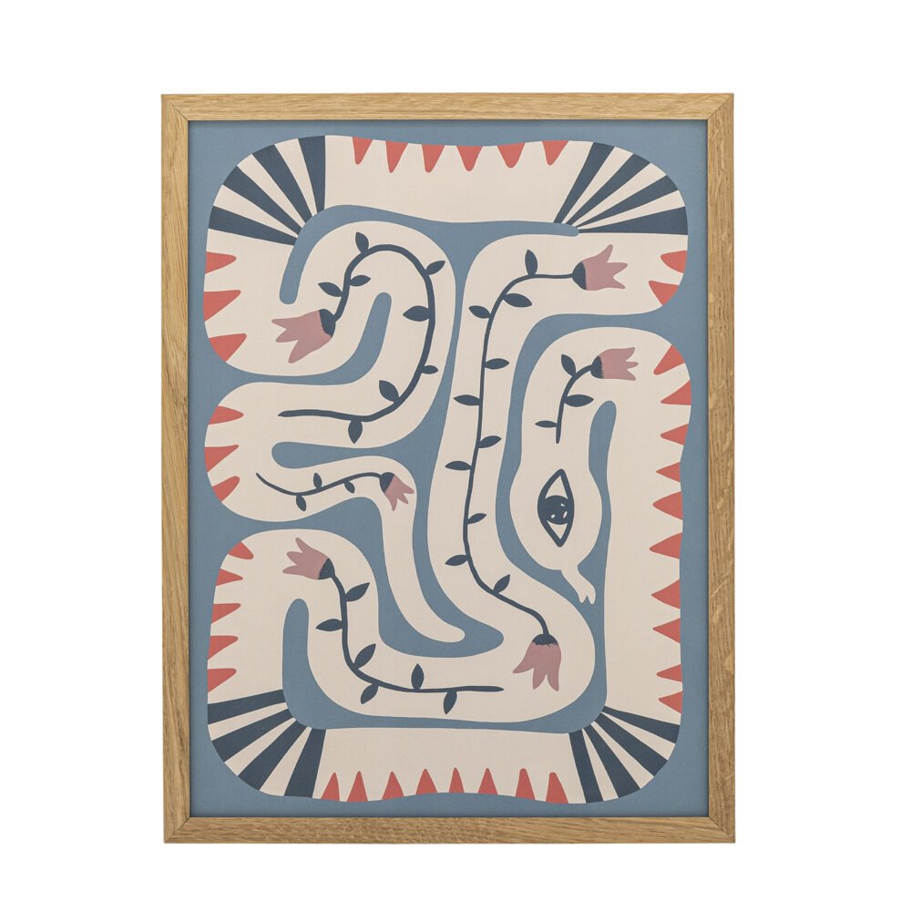 Hebi Illustration w/ Frame, Nature, Oak