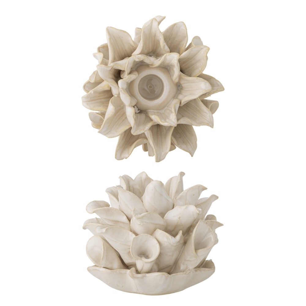 Phyllis Candle Holder, White, Stoneware