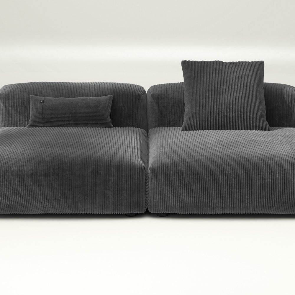 vetsak | Sofa Set 01 Large - cord velour - dark grey | Modular Sofa | 3.5 Seater