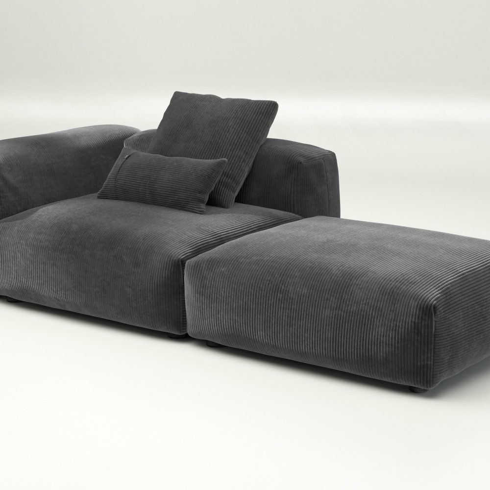 vetsak | Sofa Set 01 Large - cord velour - dark grey | Modular Sofa | 3.5 Seater