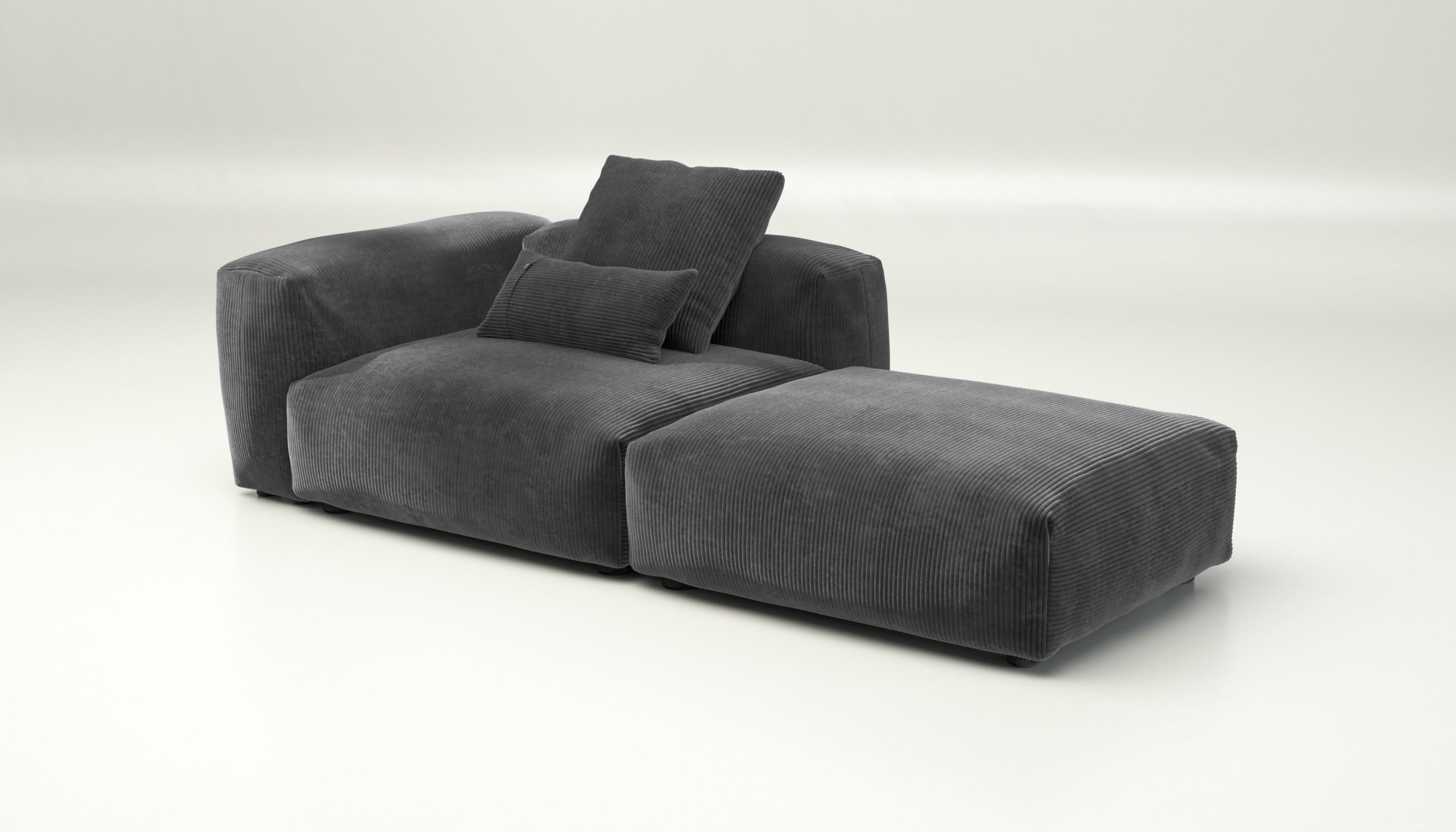 vetsak | Sofa Set 01 Large - cord velour - dark grey | Modular Sofa | 3.5 Seater
