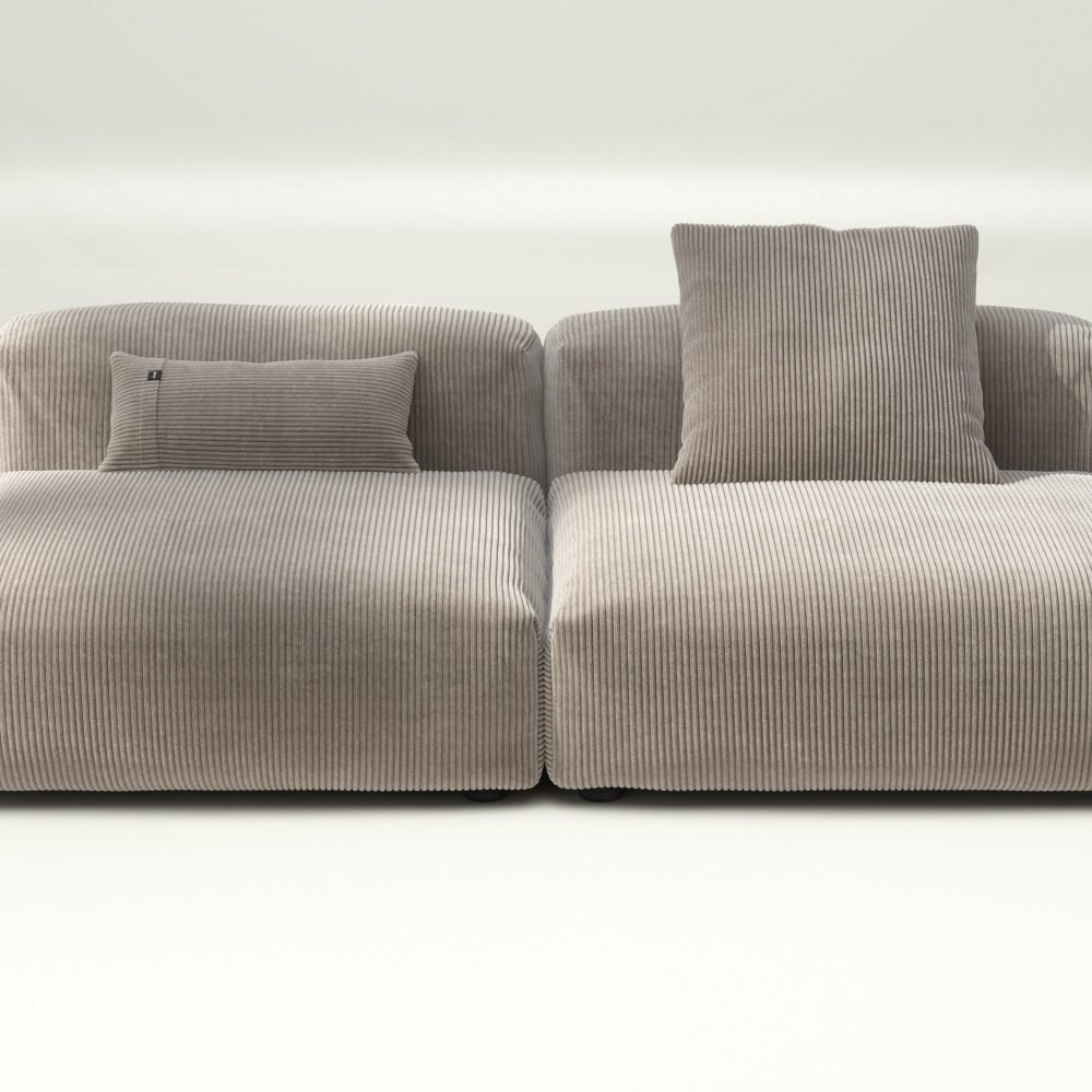 vetsak | Sofa Set 01 Large - cord velour - platinum | Modular Sofa | 3.5 Seater