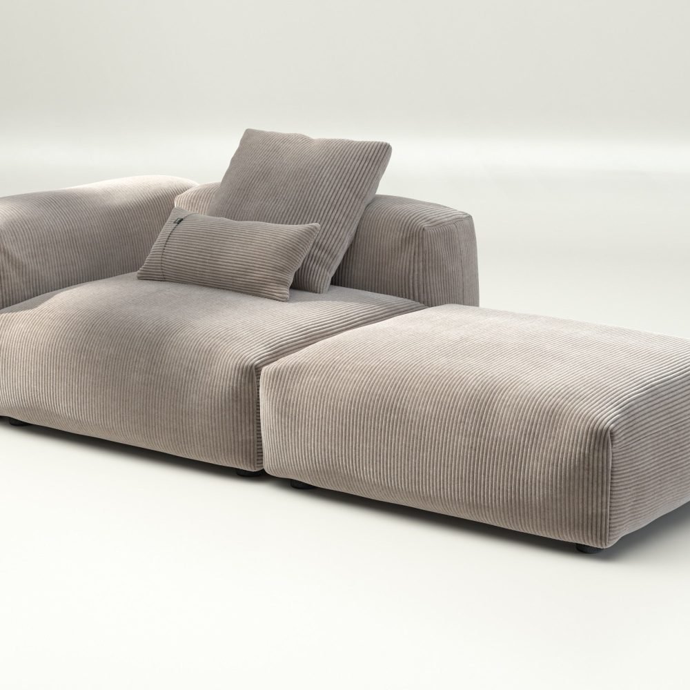 vetsak | Sofa Set 01 Large - cord velour - platinum | Modular Sofa | 3.5 Seater