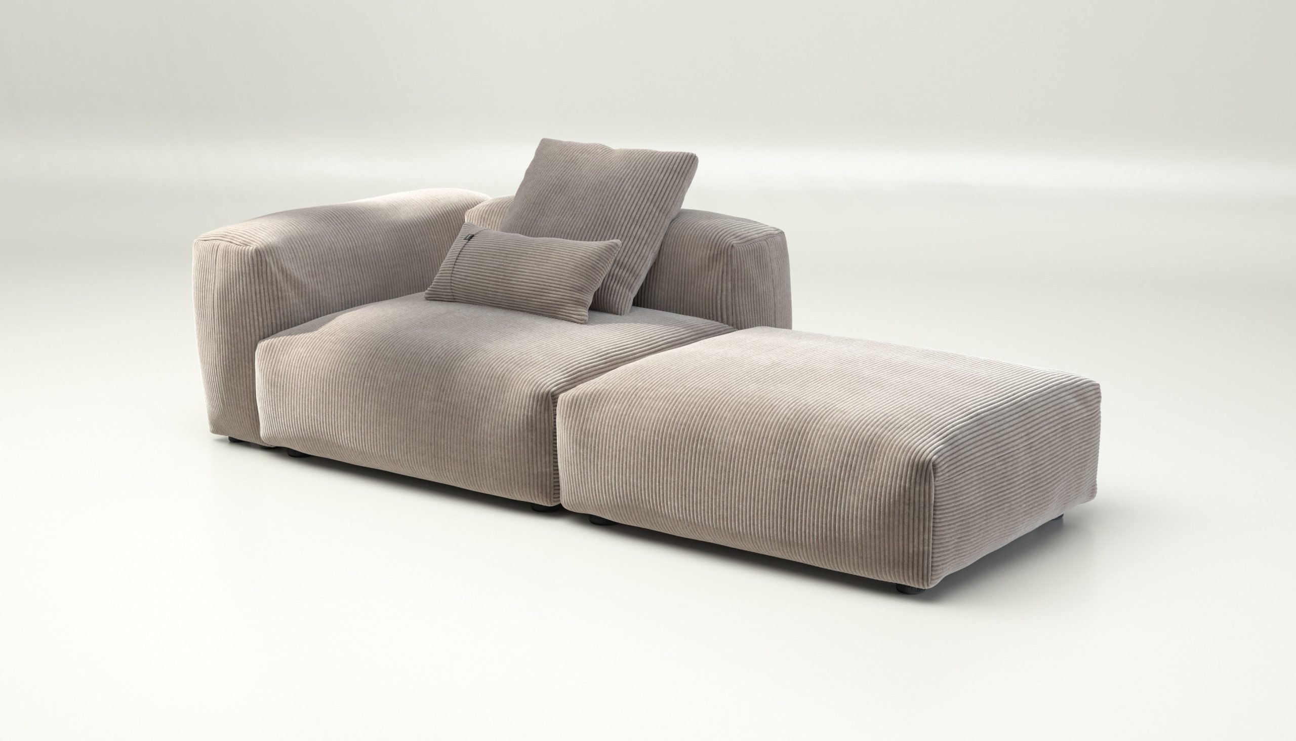 vetsak | Sofa Set 01 Large - cord velour - platinum | Modular Sofa | 3.5 Seater