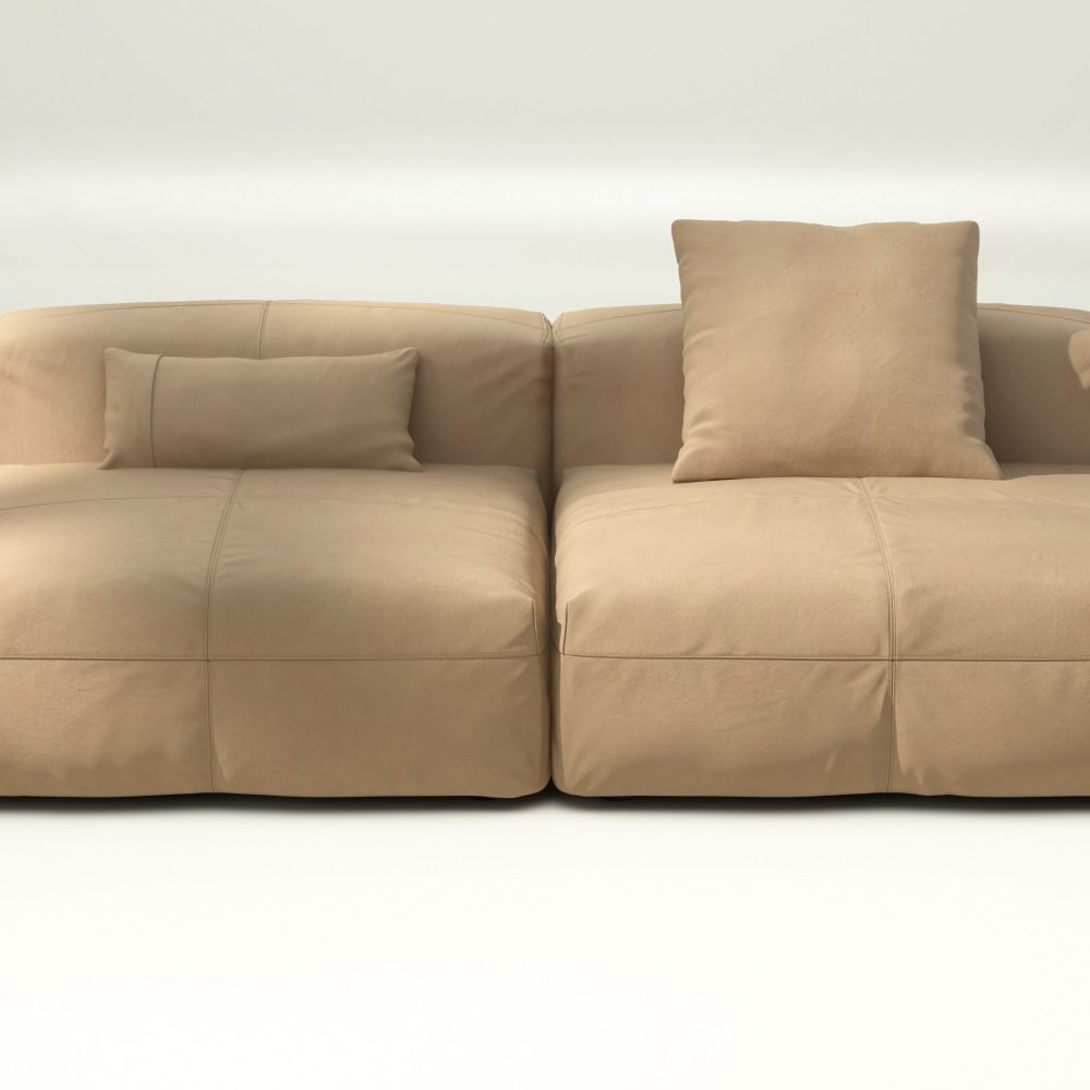 vetsak | Sofa Set 01 Large - leather - beige | Modular Sofa | 3.5 Seater