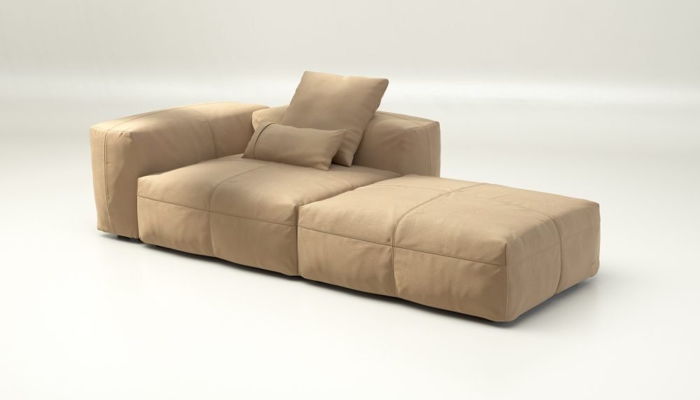 vetsak | Sofa Set 01 Large - leather - beige | Modular Sofa | 3.5 Seater