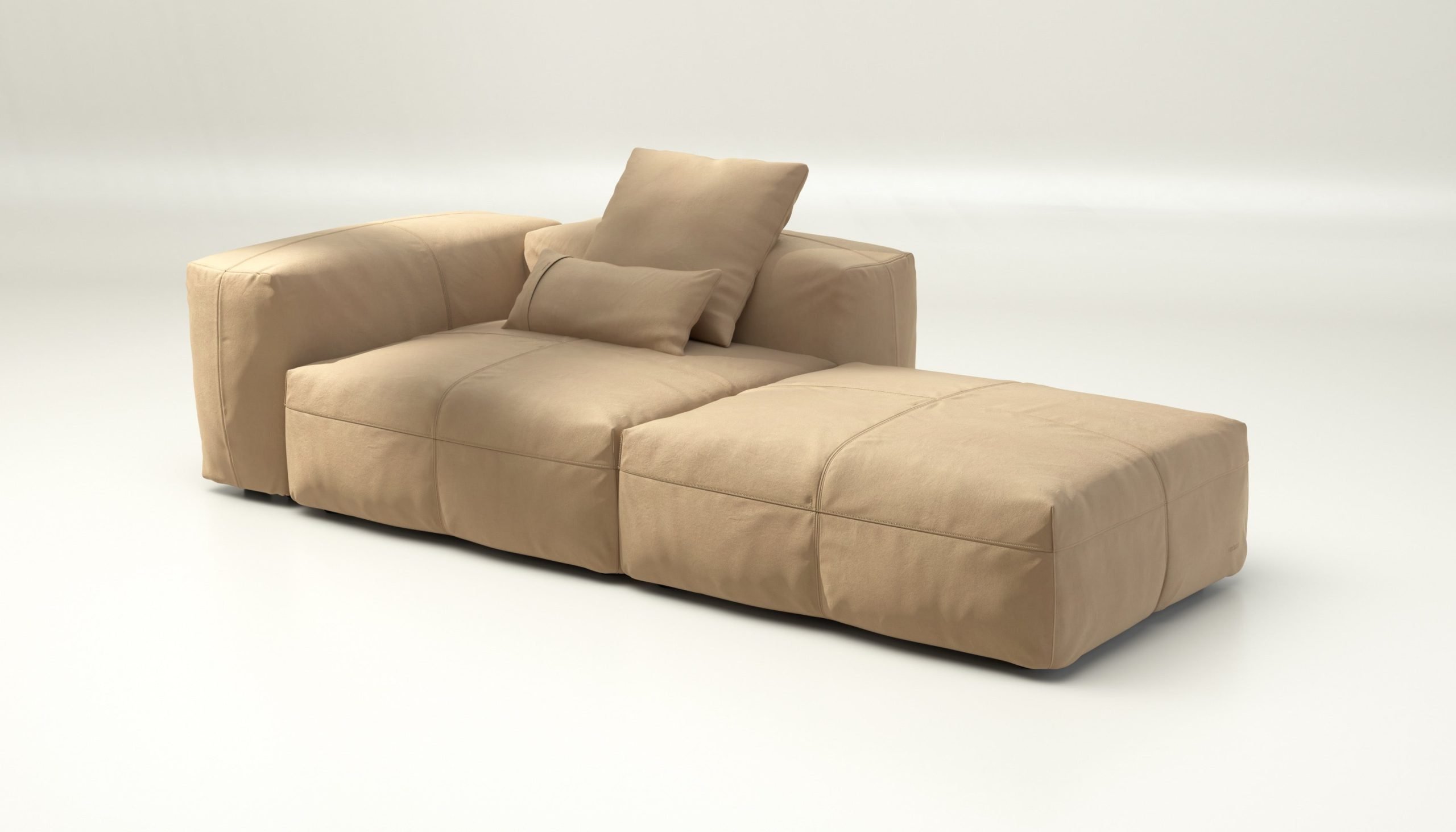 vetsak | Sofa Set 01 Large - leather - beige | Modular Sofa | 3.5 Seater