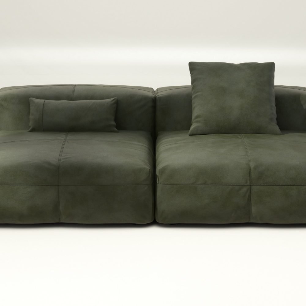 vetsak | Sofa Set 01 Large - leather - olive | Modular Sofa | 3.5 Seater
