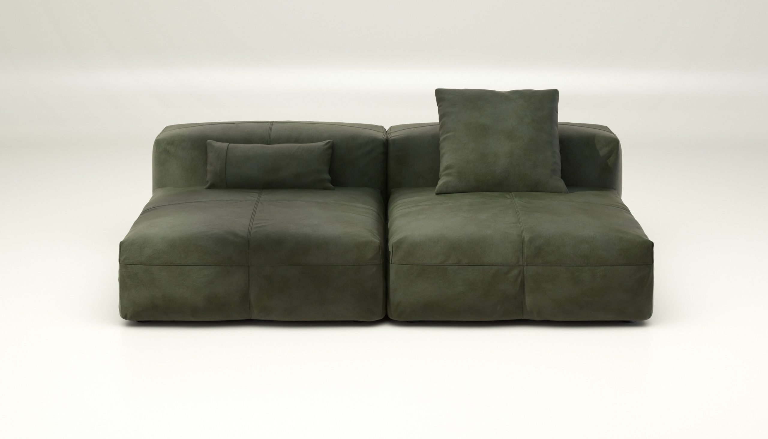 vetsak | Sofa Set 01 Large - leather - olive | Modular Sofa | 3.5 Seater