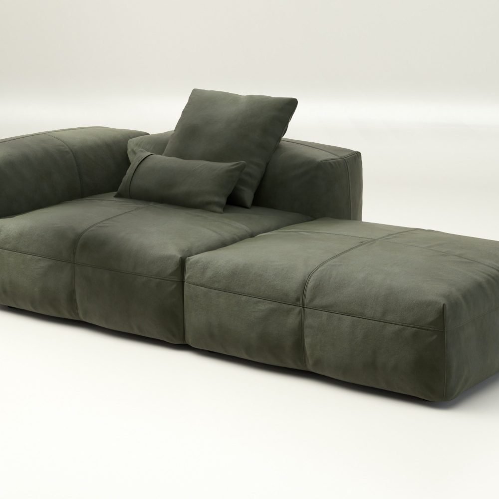 vetsak | Sofa Set 01 Large - leather - olive | Modular Sofa | 3.5 Seater
