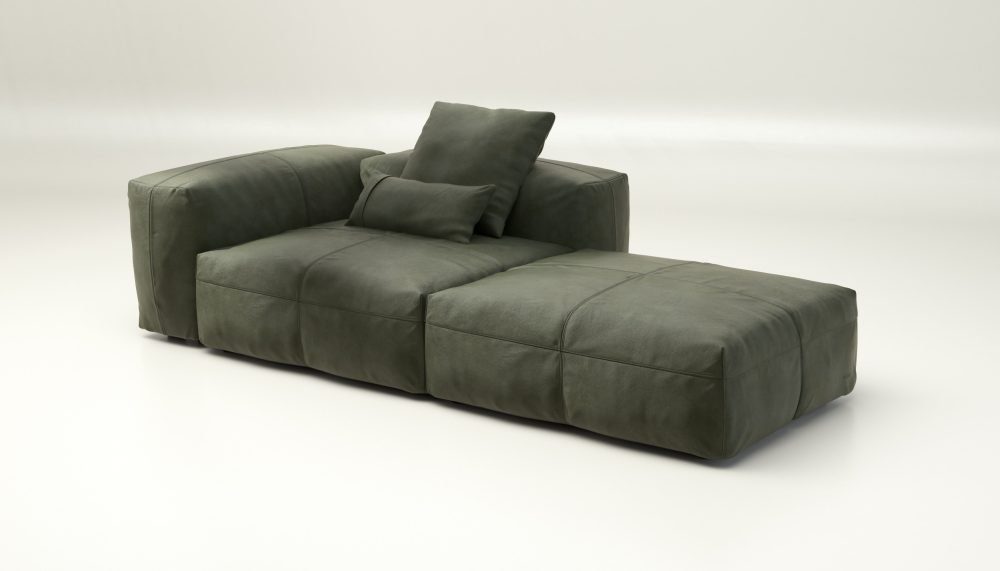 vetsak | Sofa Set 01 Large - leather - olive | Modular Sofa | 3.5 Seater