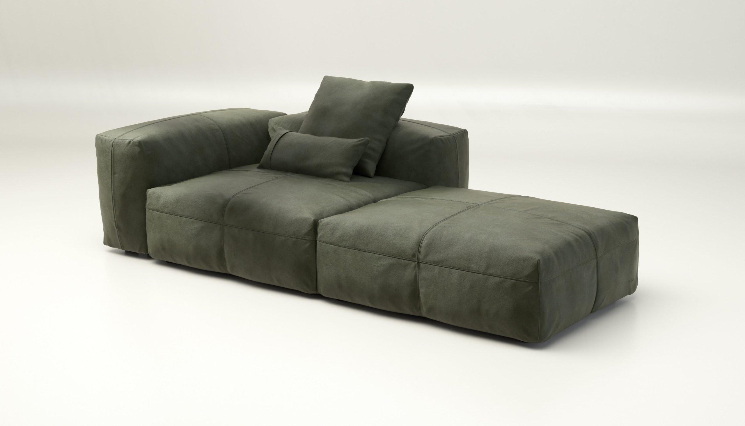 vetsak | Sofa Set 01 Large - leather - olive | Modular Sofa | 3.5 Seater