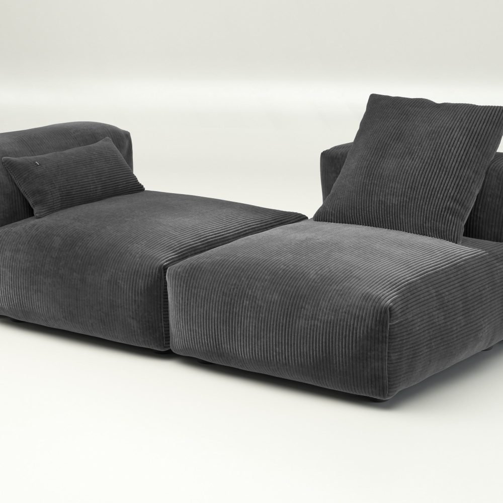 vetsak | Sofa Set 01 Medium - cord velour - dark grey | Modular Sofa | 2.5 Seater