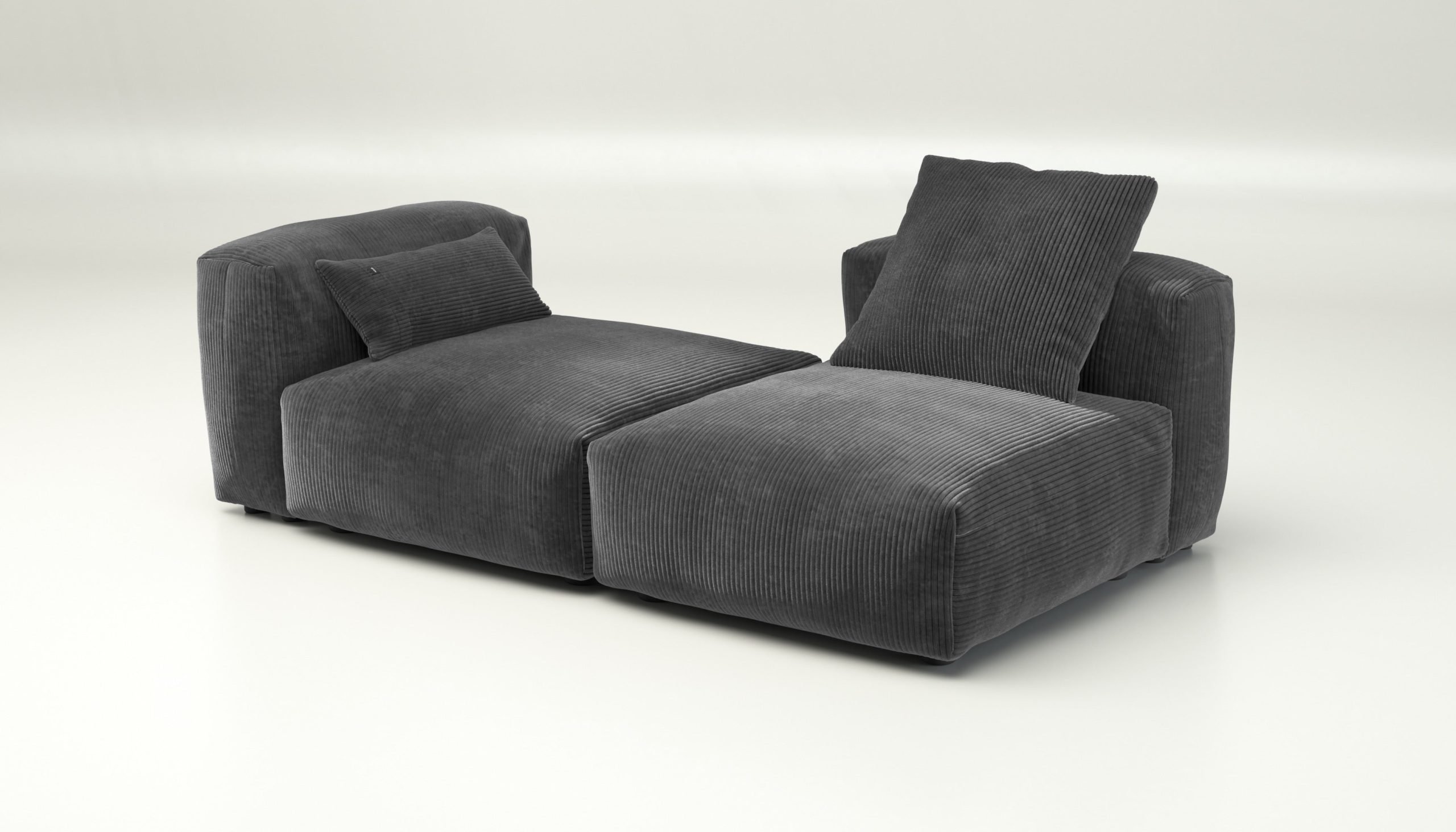 vetsak | Sofa Set 01 Medium - cord velour - dark grey | Modular Sofa | 2.5 Seater
