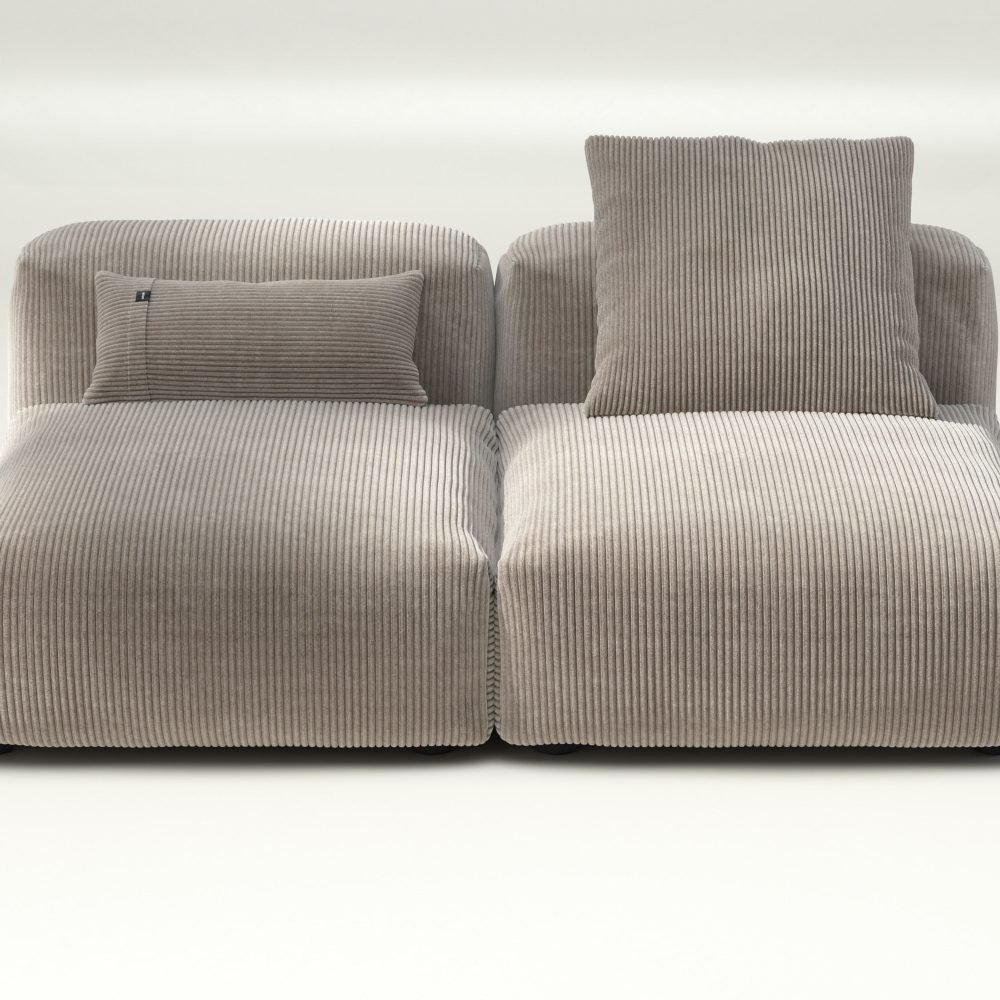 vetsak | Sofa Set 01 Medium - cord velour - platinum | Modular Sofa | 2.5 Seater
