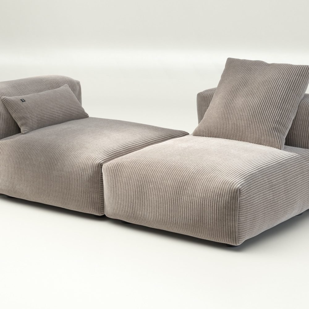 vetsak | Sofa Set 01 Medium - cord velour - platinum | Modular Sofa | 2.5 Seater