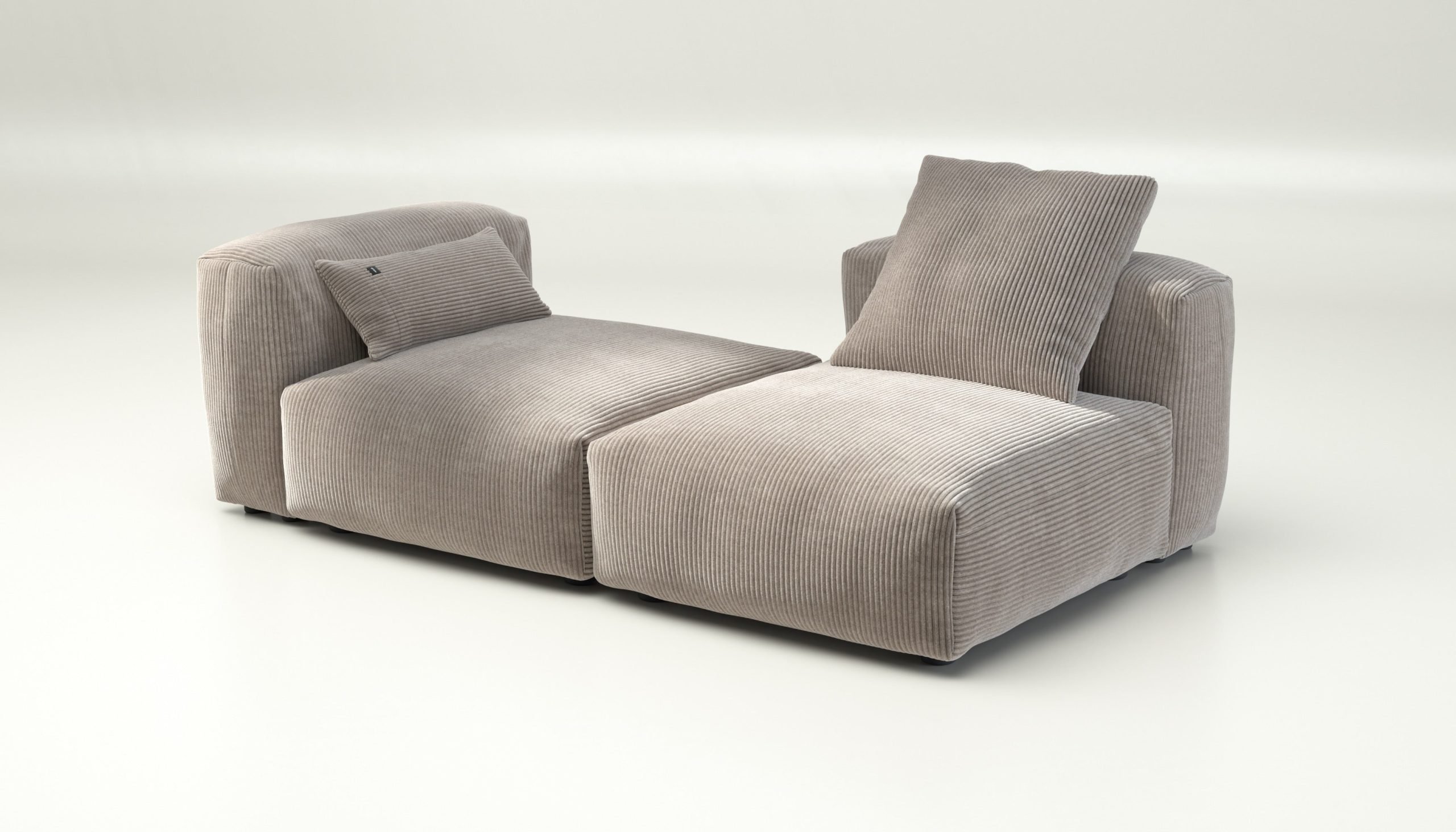 vetsak | Sofa Set 01 Medium - cord velour - platinum | Modular Sofa | 2.5 Seater