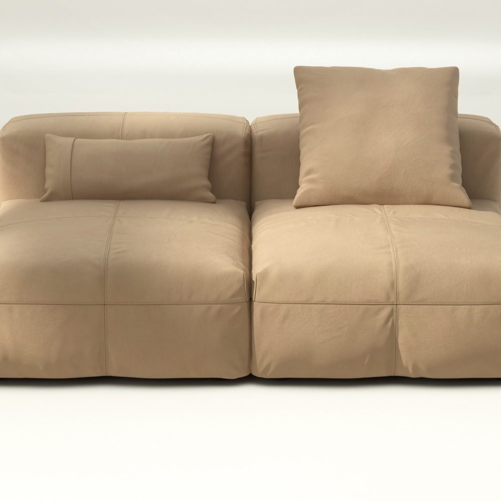 vetsak | Sofa Set 01 Medium - leather - beige | Modular Sofa | 2.5 Seater