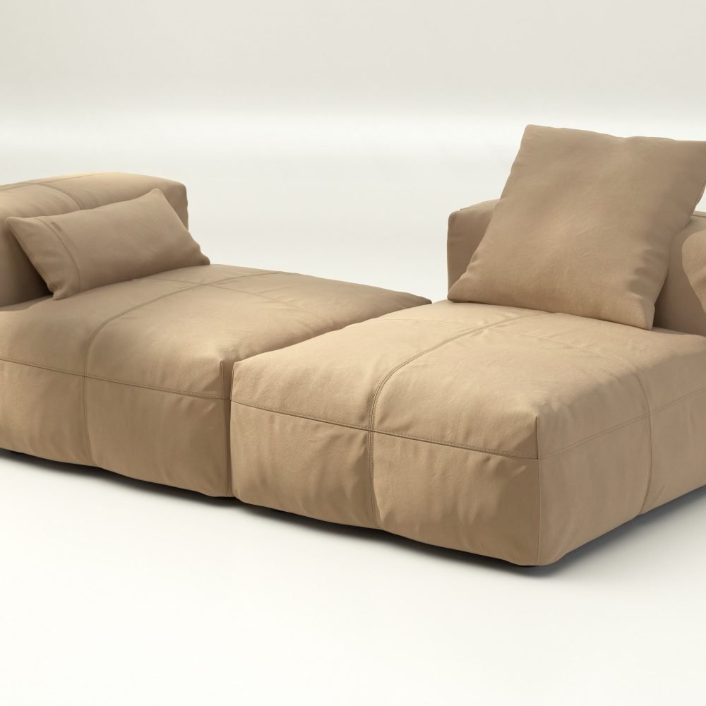 vetsak | Sofa Set 01 Medium - leather - beige | Modular Sofa | 2.5 Seater