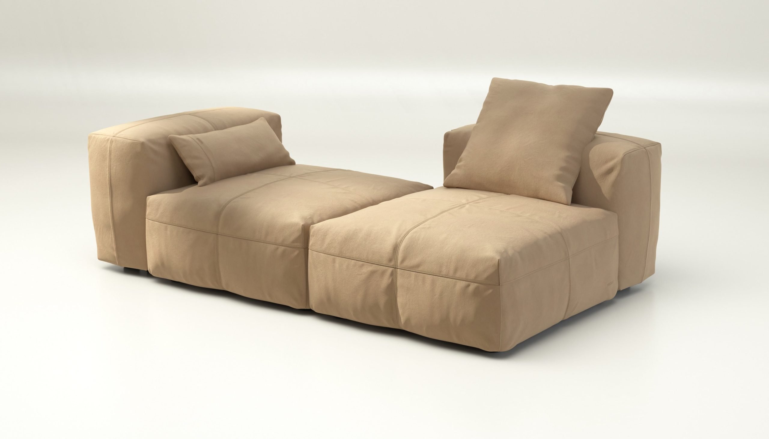 vetsak | Sofa Set 01 Medium - leather - beige | Modular Sofa | 2.5 Seater