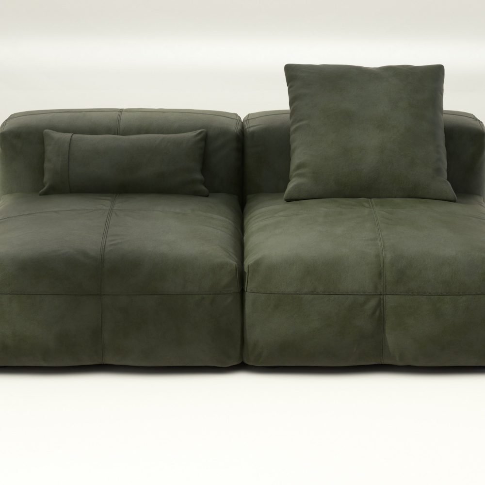 vetsak | Sofa Set 01 Medium - leather - olive | Modular Sofa | 2.5 Seater