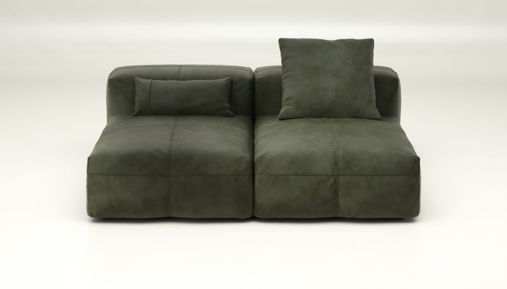 vetsak | Sofa Set 01 Medium - leather - olive | Modular Sofa | 2.5 Seater