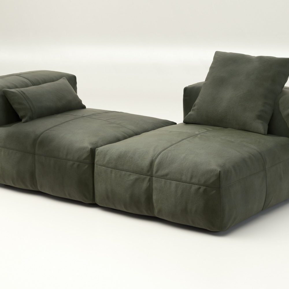 vetsak | Sofa Set 01 Medium - leather - olive | Modular Sofa | 2.5 Seater
