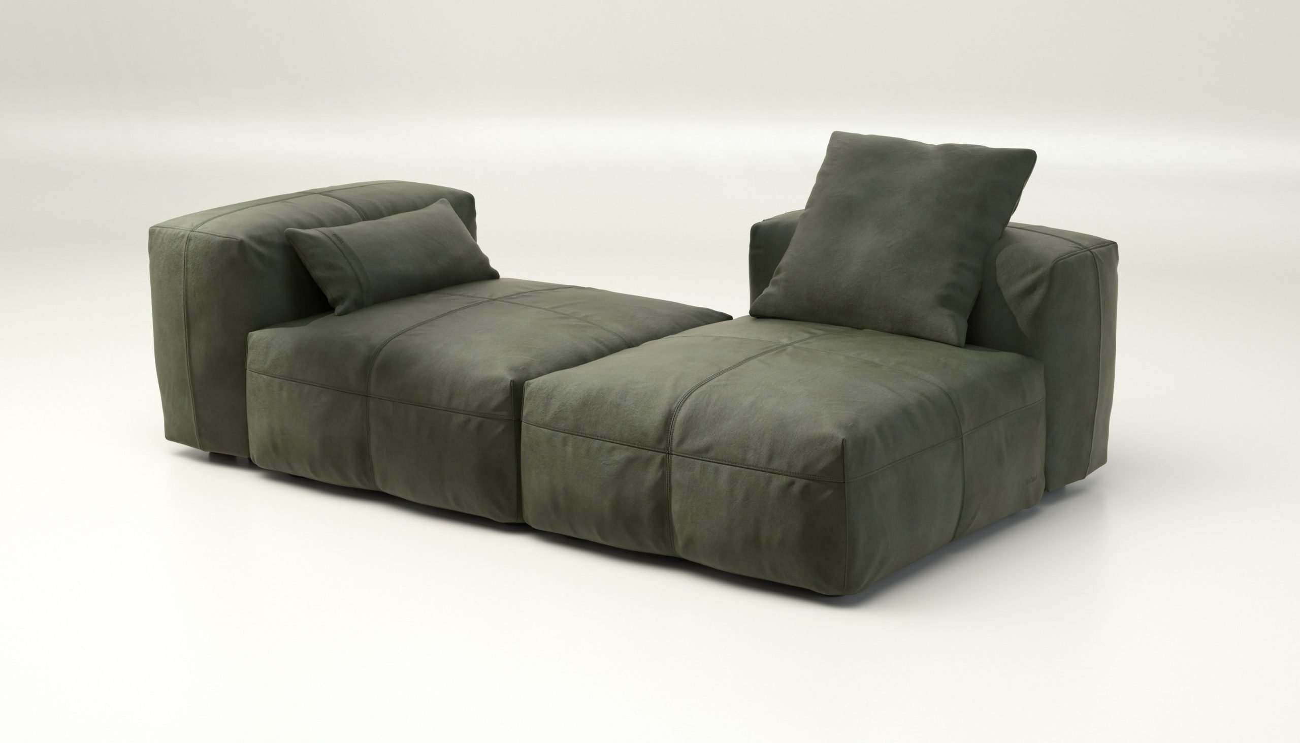 vetsak | Sofa Set 01 Medium - leather - olive | Modular Sofa | 2.5 Seater