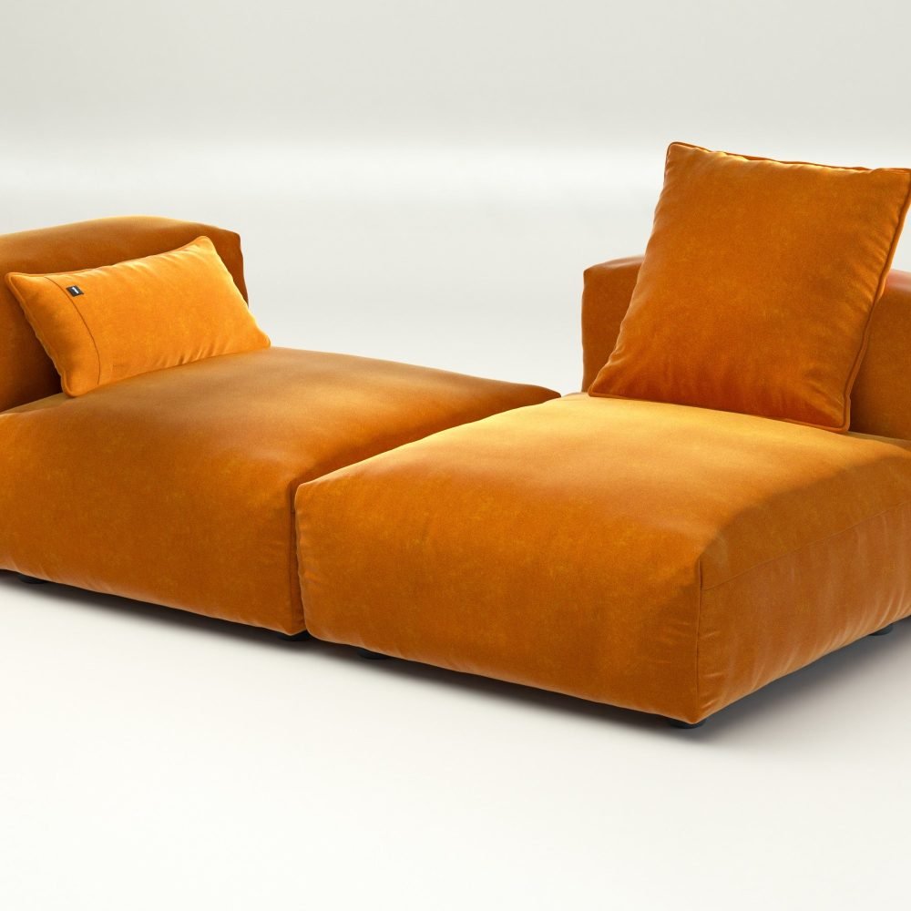 vetsak | Sofa Set 01 Medium - suave - orange blaze | Modular Sofa | 2.5 Seater