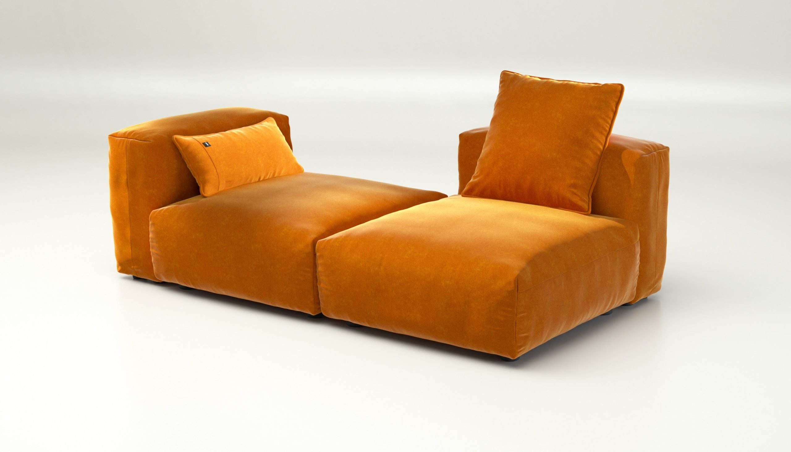 vetsak | Sofa Set 01 Medium - suave - orange blaze | Modular Sofa | 2.5 Seater
