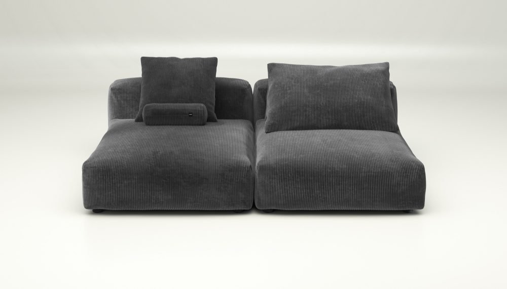 vetsak | Sofa Set 01 XLarge - cord velour - dark grey | Modular Sofa | 3.5 Seater