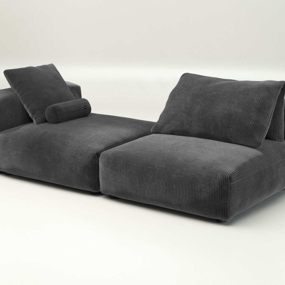 vetsak | Sofa Set 01 XLarge - cord velour - dark grey | Modular Sofa | 3.5 Seater