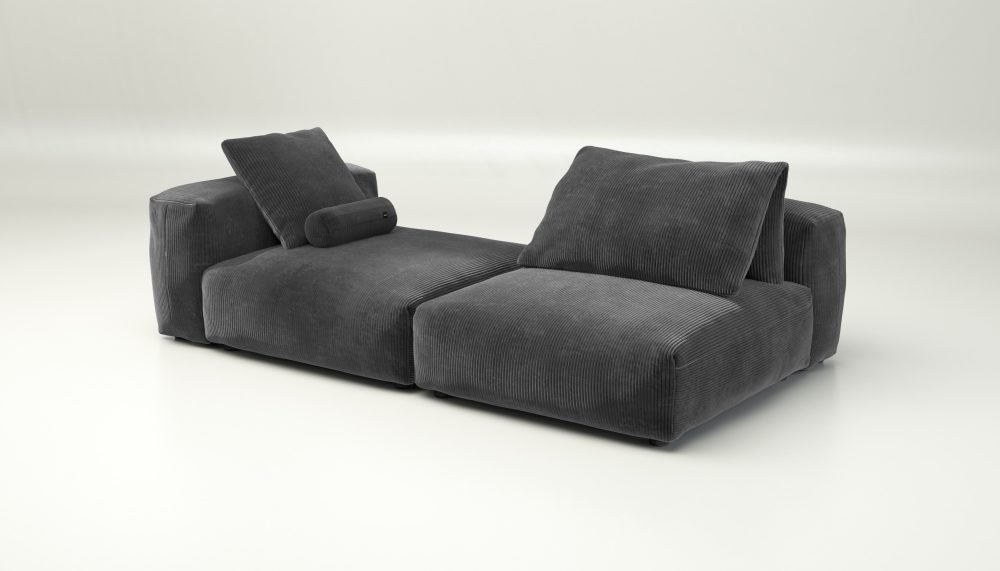 vetsak | Sofa Set 01 XLarge - cord velour - dark grey | Modular Sofa | 3.5 Seater