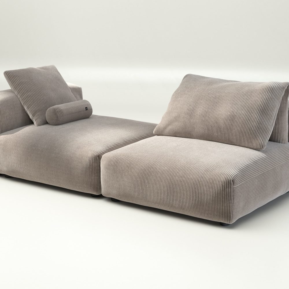 vetsak | Sofa Set 01 XLarge - cord velour - platinum | Modular Sofa | 3.5 Seater