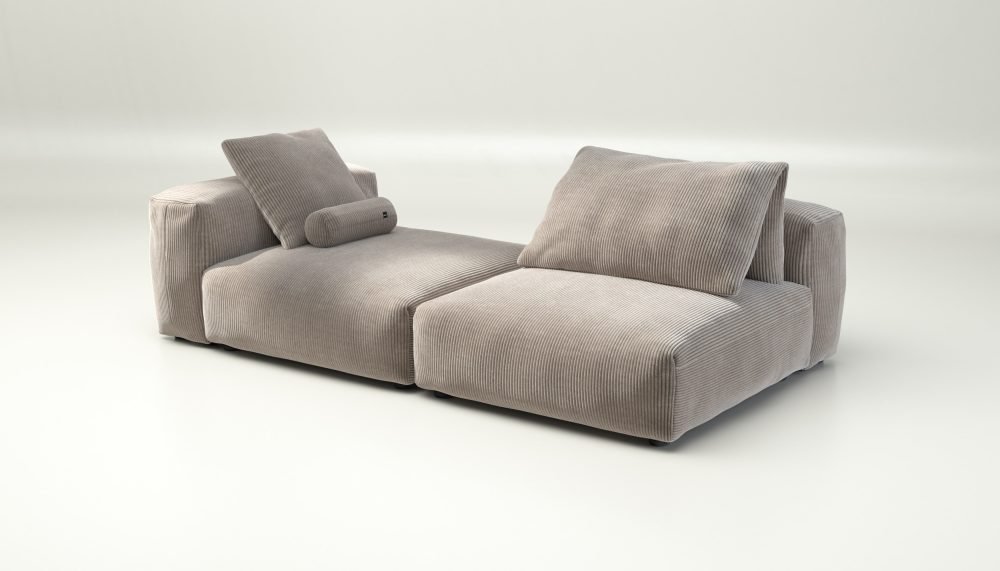 vetsak | Sofa Set 01 XLarge - cord velour - platinum | Modular Sofa | 3.5 Seater