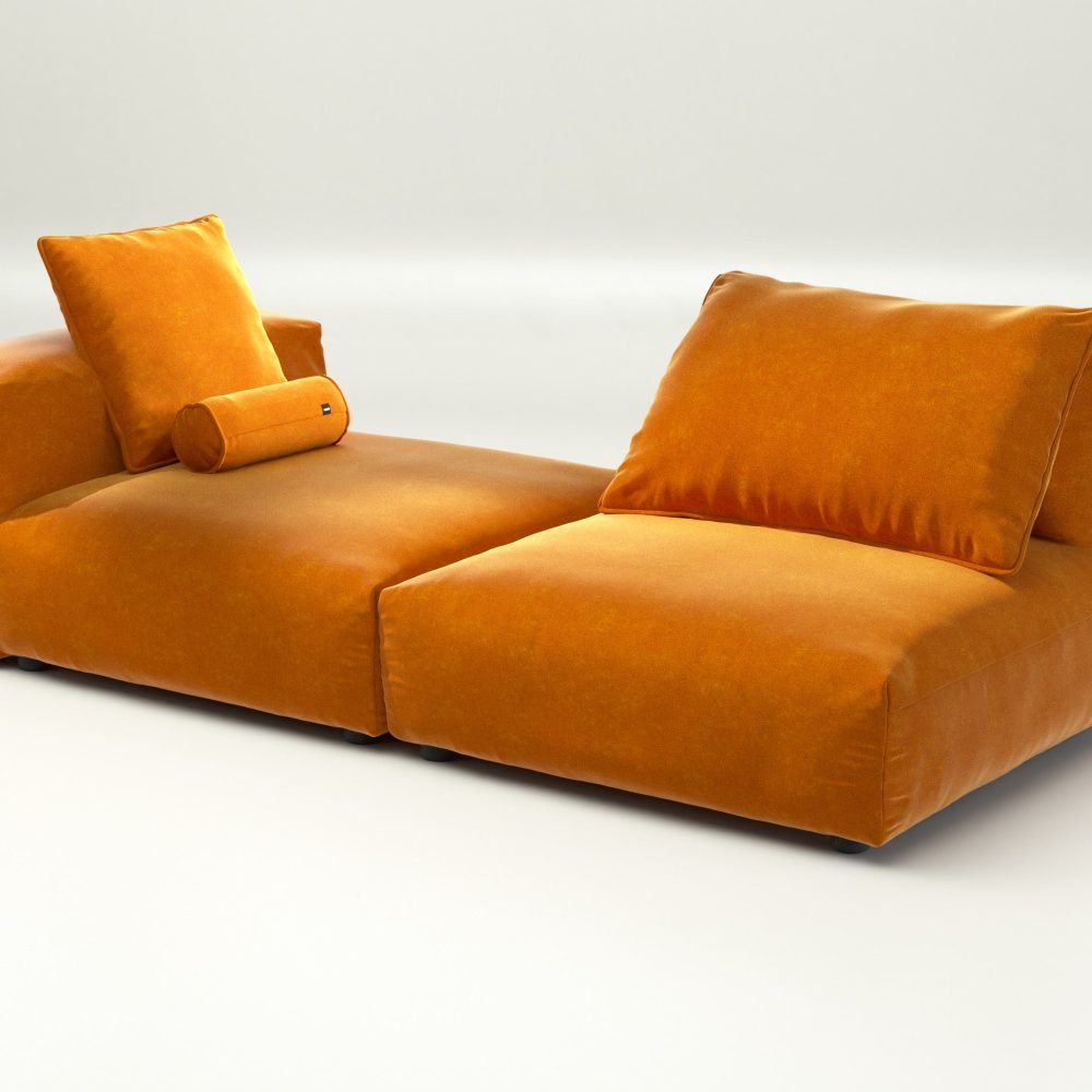 vetsak | Sofa Set 01 XLarge - suave - orange blaze | Modular Sofa | 3.5 Seater