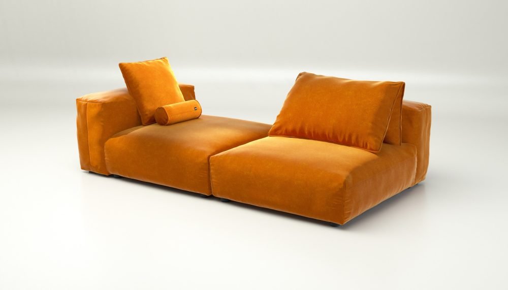 vetsak | Sofa Set 01 XLarge - suave - orange blaze | Modular Sofa | 3.5 Seater